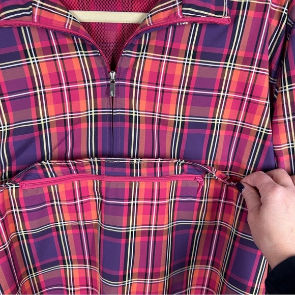 Liz Golf Pink Plaid Long Sleeve Quarter Zip Pullover Jacket Extra Large - Picture 3 of 10